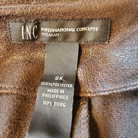 inc international concepts Ruffle Bronze Brown Open Light Jacket Plus Sz 3XL - Picture 5 of 9